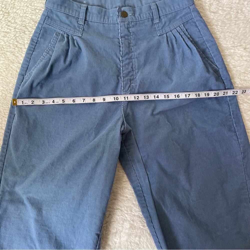 River Trader Y2K High Rise Pleated Tapered Corduroy Pants Blue Slouchy Normcore - Picture 16 of 16